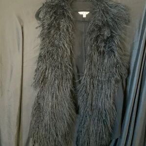 CAbi Charcoal Black  Faux Fur Vest